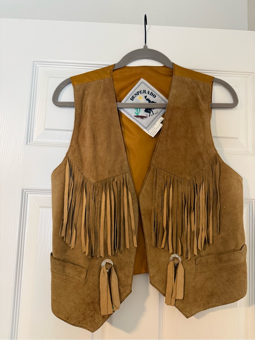 Desperado Suede Fringe Western Vest - Camel Brown